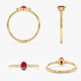 Solid Gold Oval Ruby ring with Diamond Accents, Novae