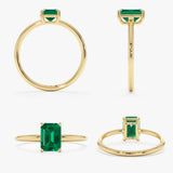 Octagon Cut Emerald Solitaire Ring, Eris