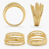 Solid Gold Multi-Row Statement Band, Thessiva