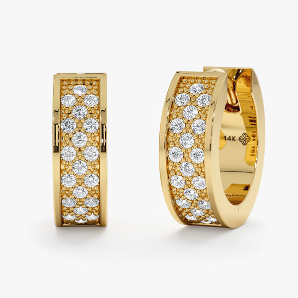 Natural White Diamond Paved Huggie, Lynn