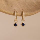 blue sapphire charms september birthday and diamonds huggie gift for her