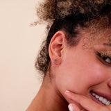 petite may and april birthstone emerald diamond studs for her