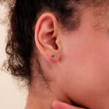 natural pear-cut emerald and diamond cluster studs