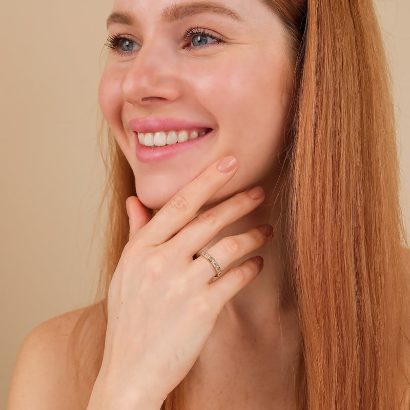 handmade solid gold diamond eternity band