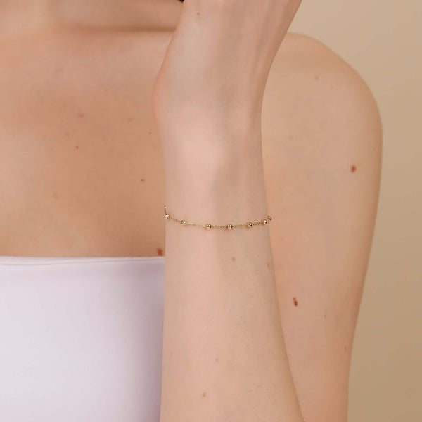  14k gold dainty bead chain bracelet