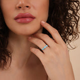 Triple Turquoise Diamond Ring, Blu