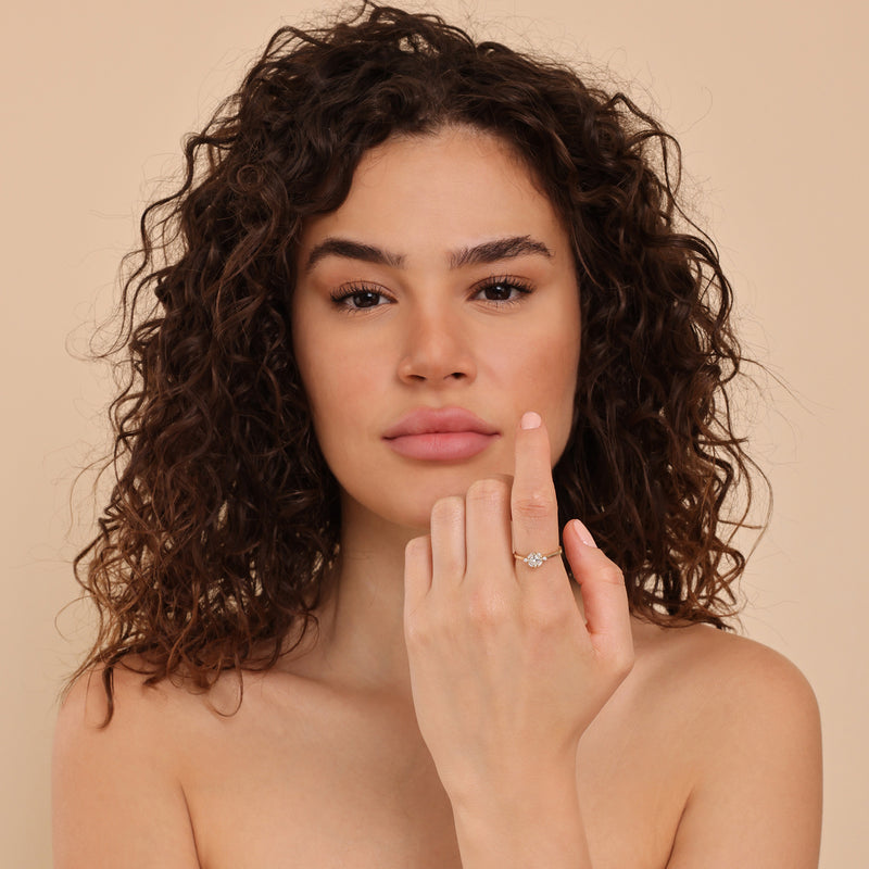 natural white diamond promise ring in solid gold