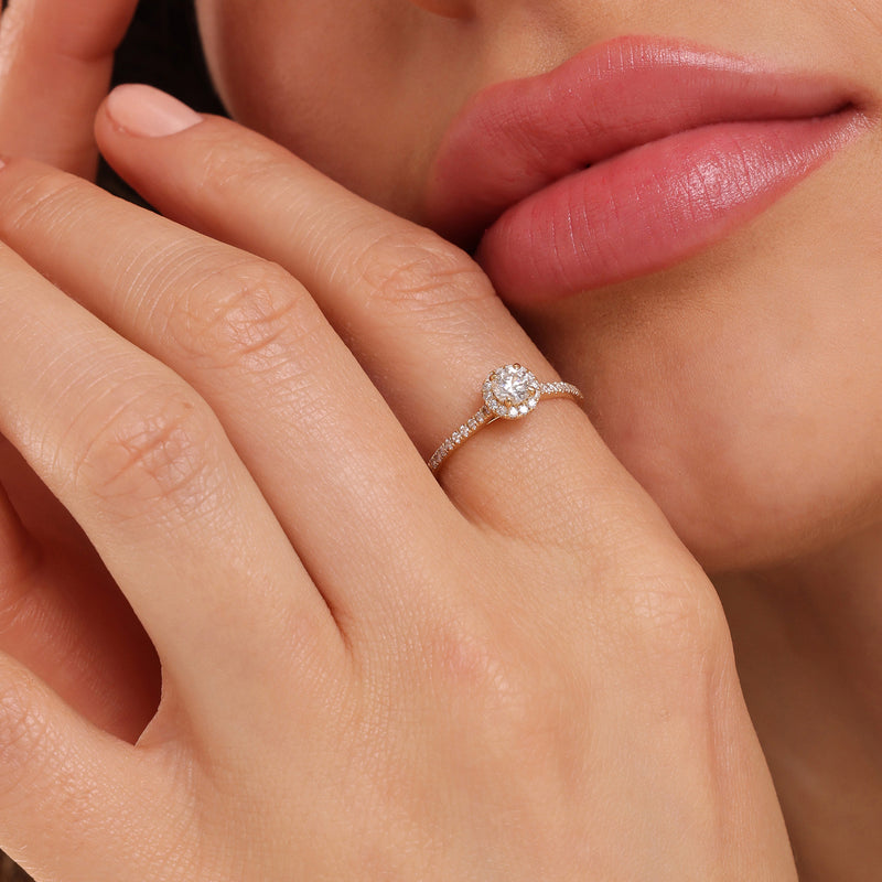 solid gold statement ring with clear diamonds