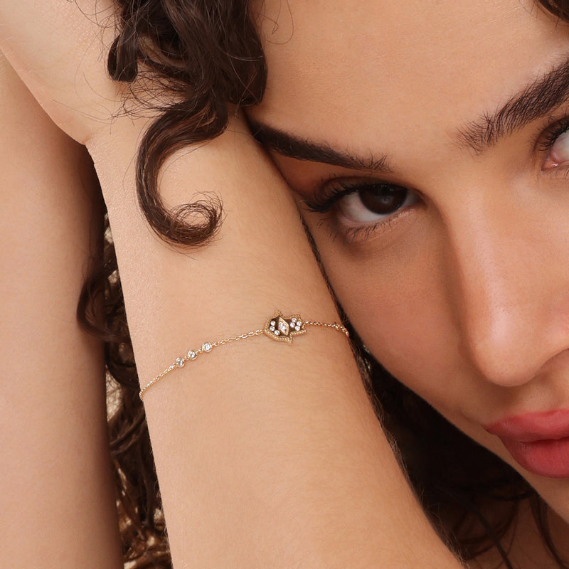 gold hamsa hand diamond bracelet in solid gold for her 