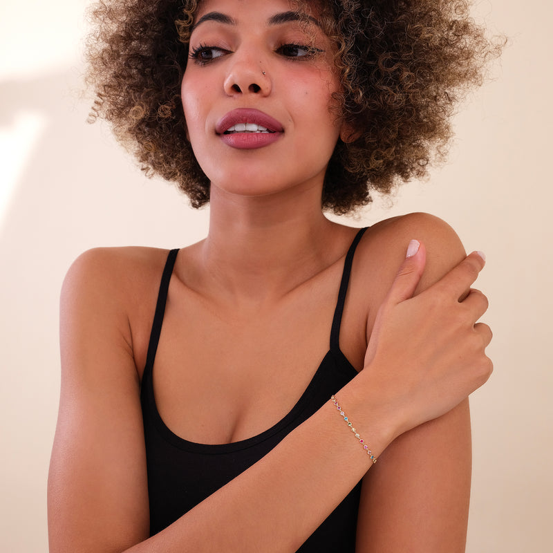 Colorful Tennis Bracelet in Solid Gold