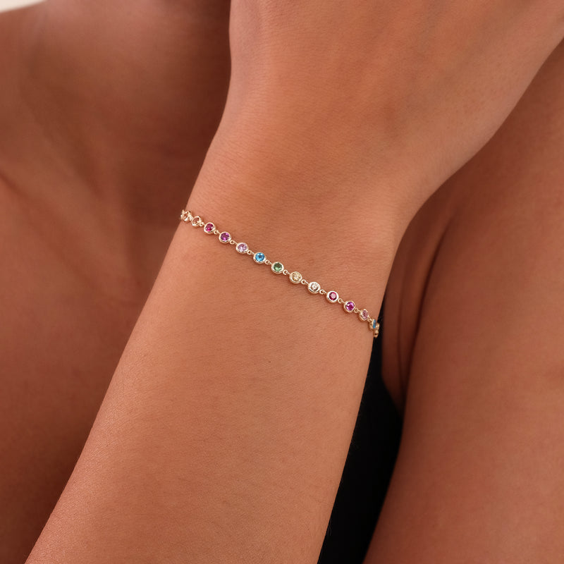 14k Gold Rainbow Sapphire Tennis Bracelet