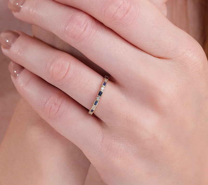 minimalist design september birthstone band