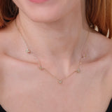 dainty multiple diamond butterfly necklace in solid gold for her