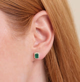 handmade emerald cut stud earring with diamonds