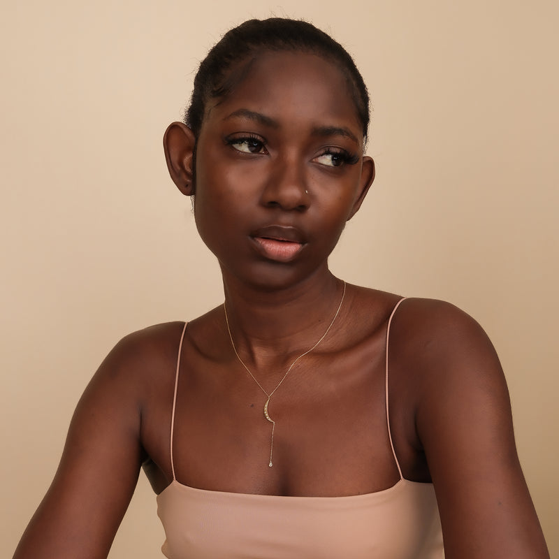 handmade petite natural diamond drop necklace in solid gold for her