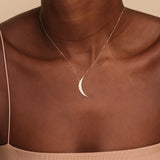 starburst moon pendant necklace with natural white diamonds