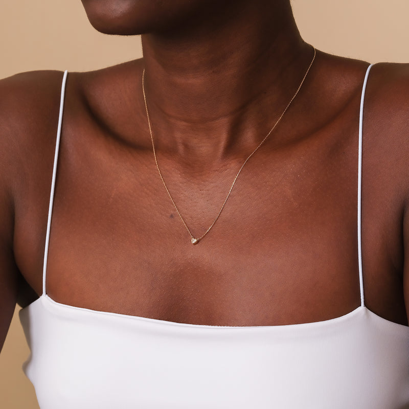 minimalist bezel heart necklace
