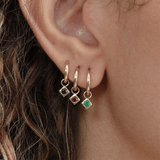 dainty birthstone charms on gold hoops