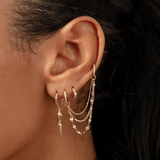 Solid Gold Triple Chain Piercing Charm, Emese