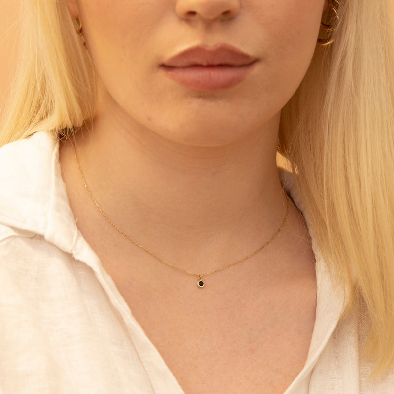 bezel set natural black onyx stone pendant