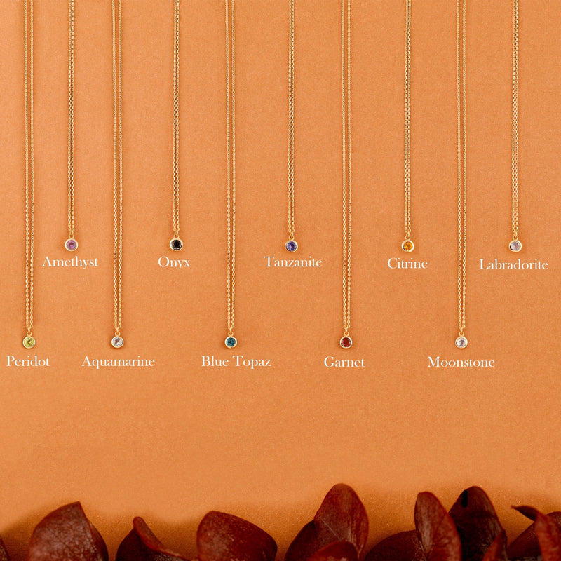 natural gemstone gold bezel necklaces