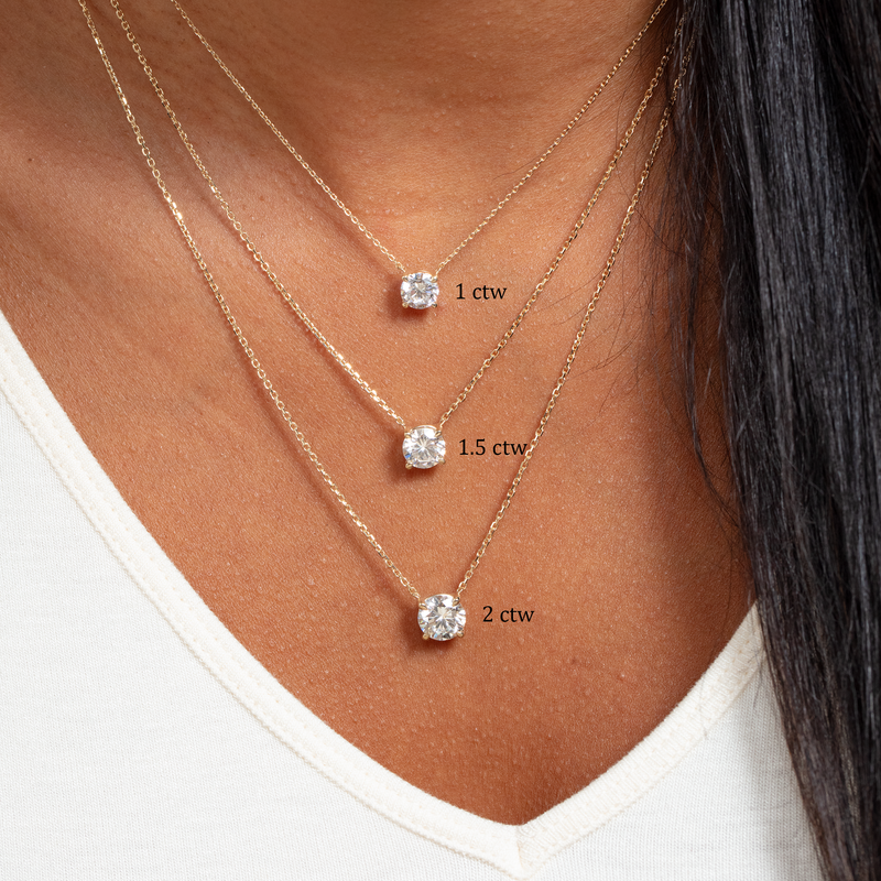 Round Lab Grown Diamond Necklace, Livia