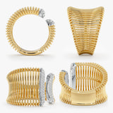 mini round cut clear diamonds on yellow gold open band