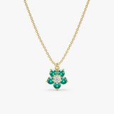 natural emerald diamond flower necklace
