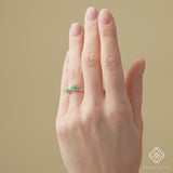 solid gold natural green gemstone stackable ring