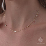 Oval Diamond Bezel Station Necklace, Caeloria