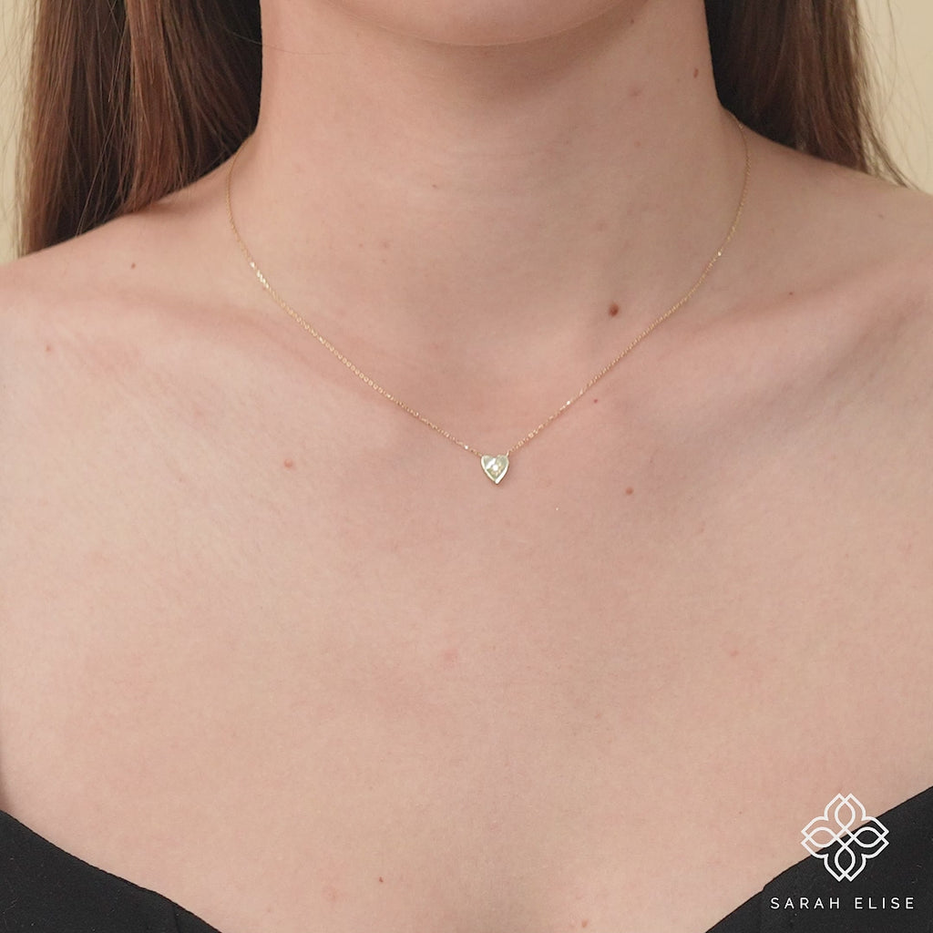 14k or 18k handmade minimalistic heart and star pendant necklace