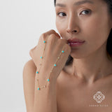 Turquoise & Lab Grown Diamond Station Necklace, Virey