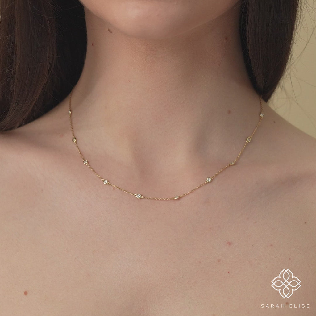 dainty gold and diamond necklace