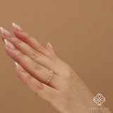 beaded natural white diamond ring in solid 14k or 18k gold