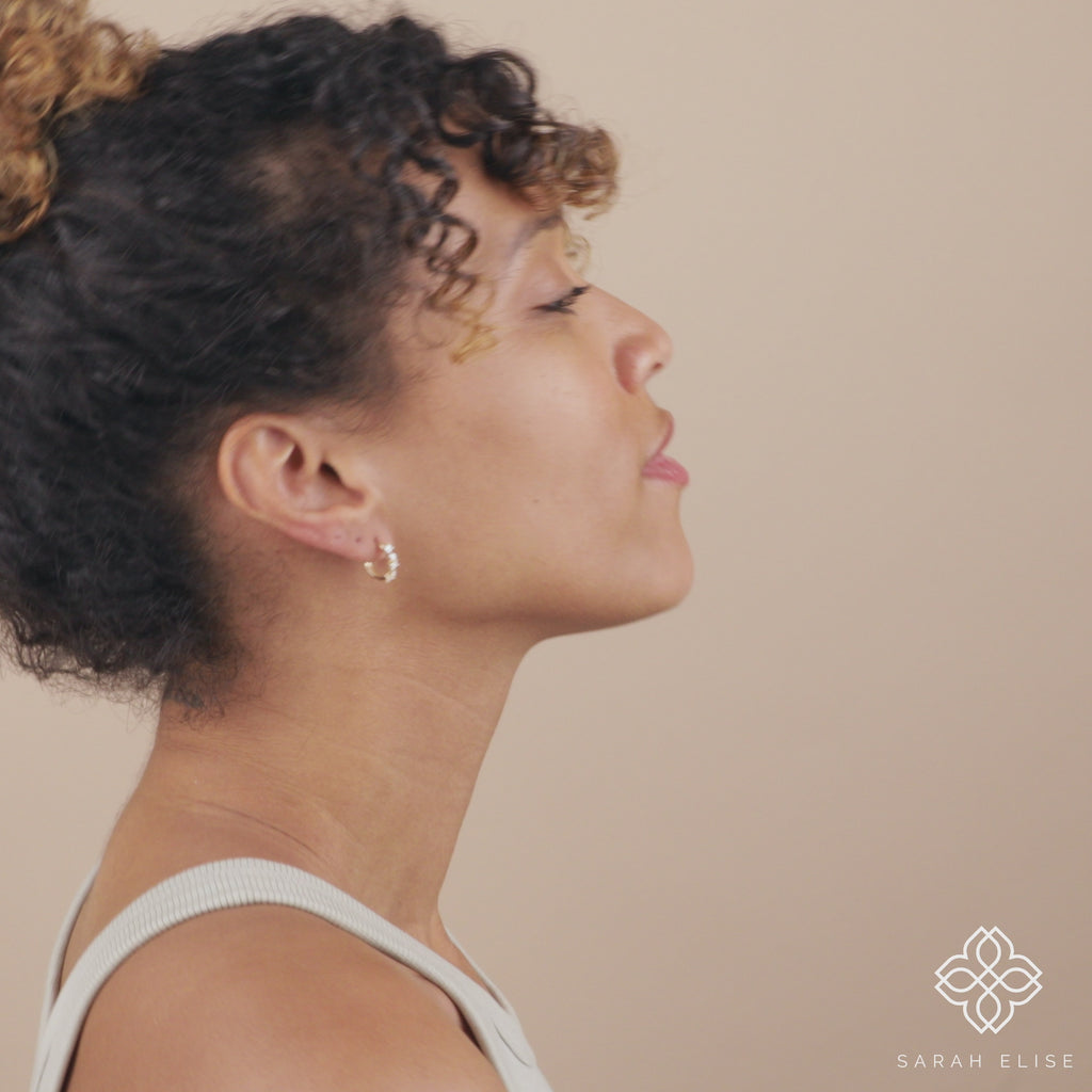 mixed diamond cluster hoop earrings handmade in solid gold