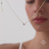 Emerald Cut Morganite Necklace, Lexa