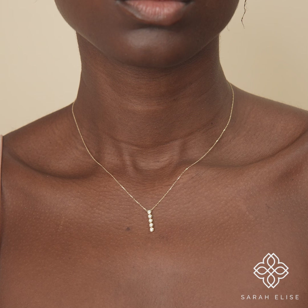 ethically sourced white diamond bezel bar necklace for her