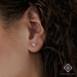 natural white diamond flower stud earring