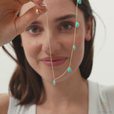 Turquoise Pear Cabochon Dangly Necklace, Kaia