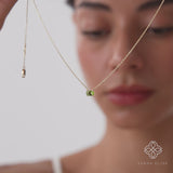 Solid Gold Peridot Oval Necklace, Loa