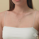 handmade dainty solid gold diamond circle pendant necklace for her