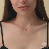 August birthstone necklace, peridot and gold