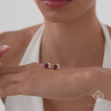Unique Garnet and Lab Diamond Studs, Agnes
