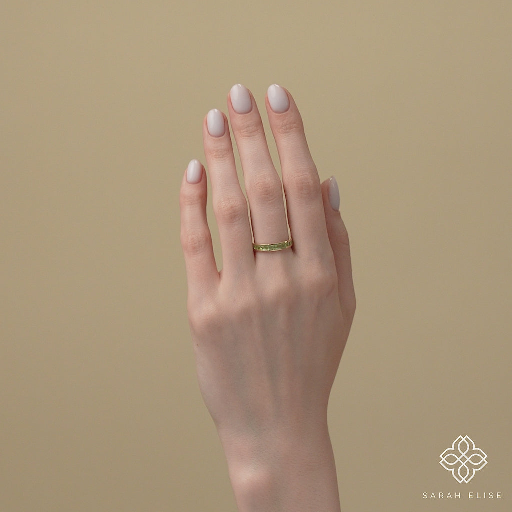 dainty gold natural stone bands