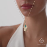 Solid Gold Hamsa Hand Charm, Zavirae