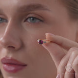 Unique Garnet Diamond Ring, Lunadelle