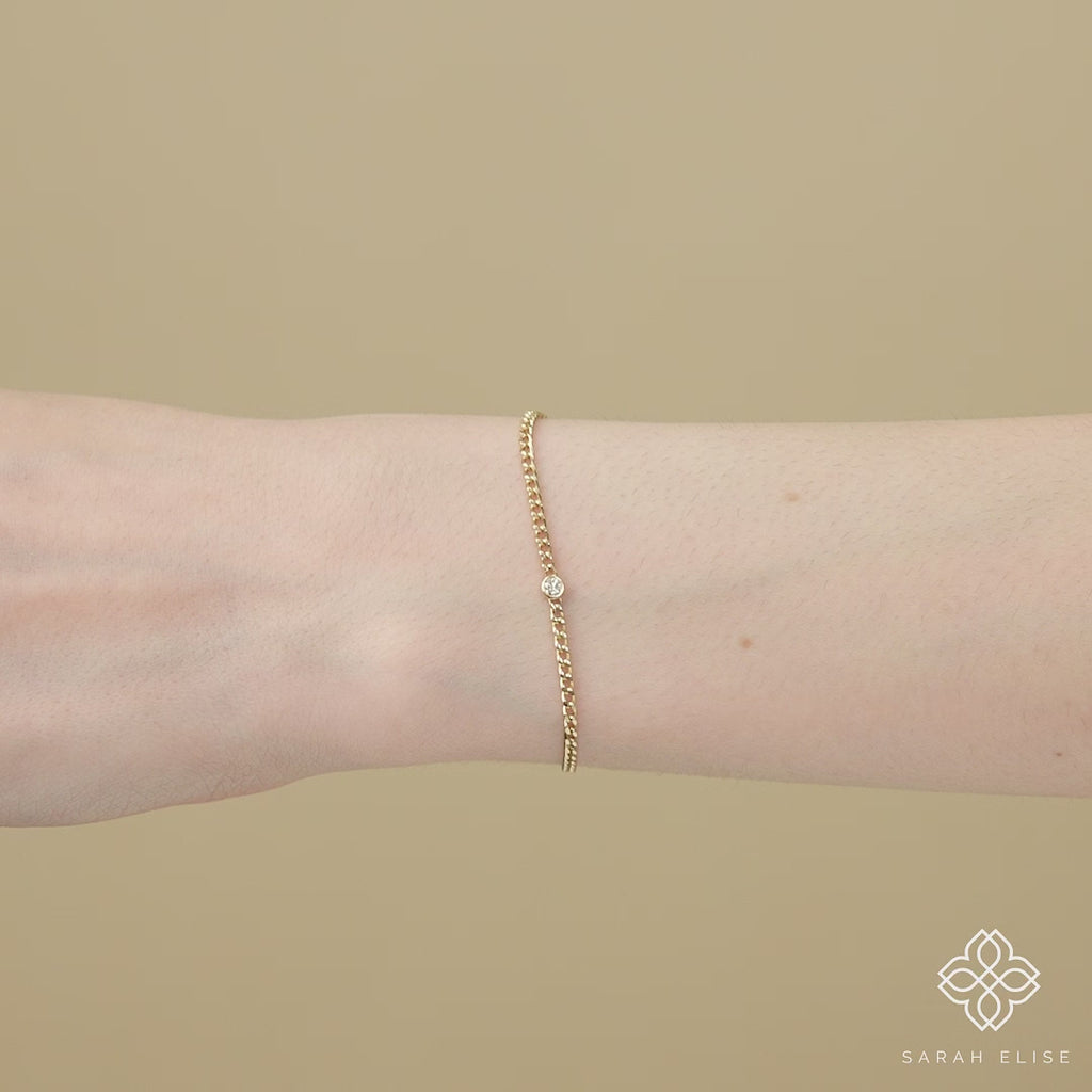 diamond bracelet, Cuban chain, gold bracelet, solitaire diamond jewelry.