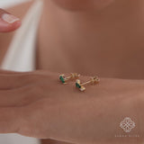 Lab Emerald and Diamond Studs, Ravela