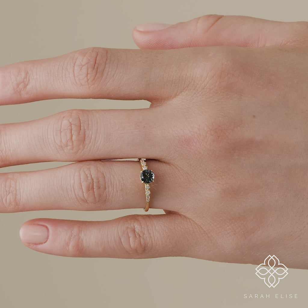 natural diamond and topaz statement ring