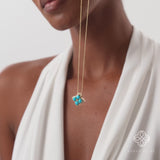 Turquoise & Lab Grown Diamond Clover Necklace, Elowith